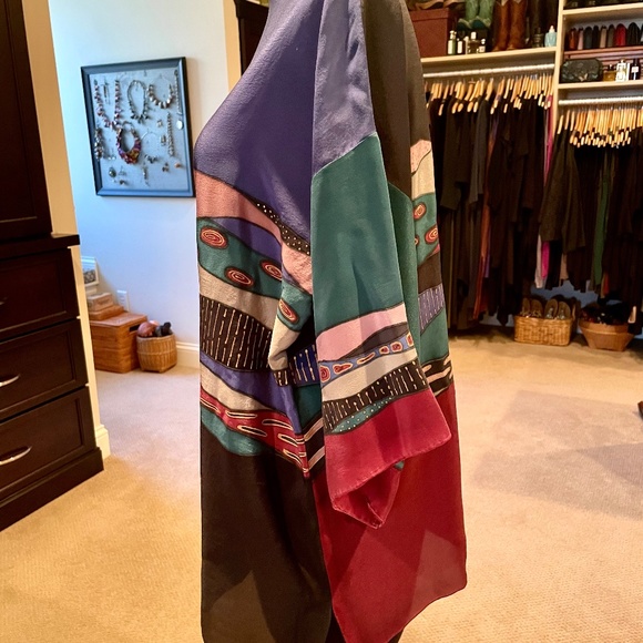 One-of-a-Kind Handpainted Silk Wearable Art Top - Picture 2 of 8